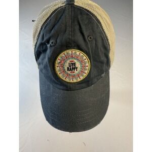 Live Happy Snapback Mesh Back Trucker Hat Blue One Size Natural Life